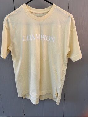Champion Pale Yellow Logo Crewneck Tee